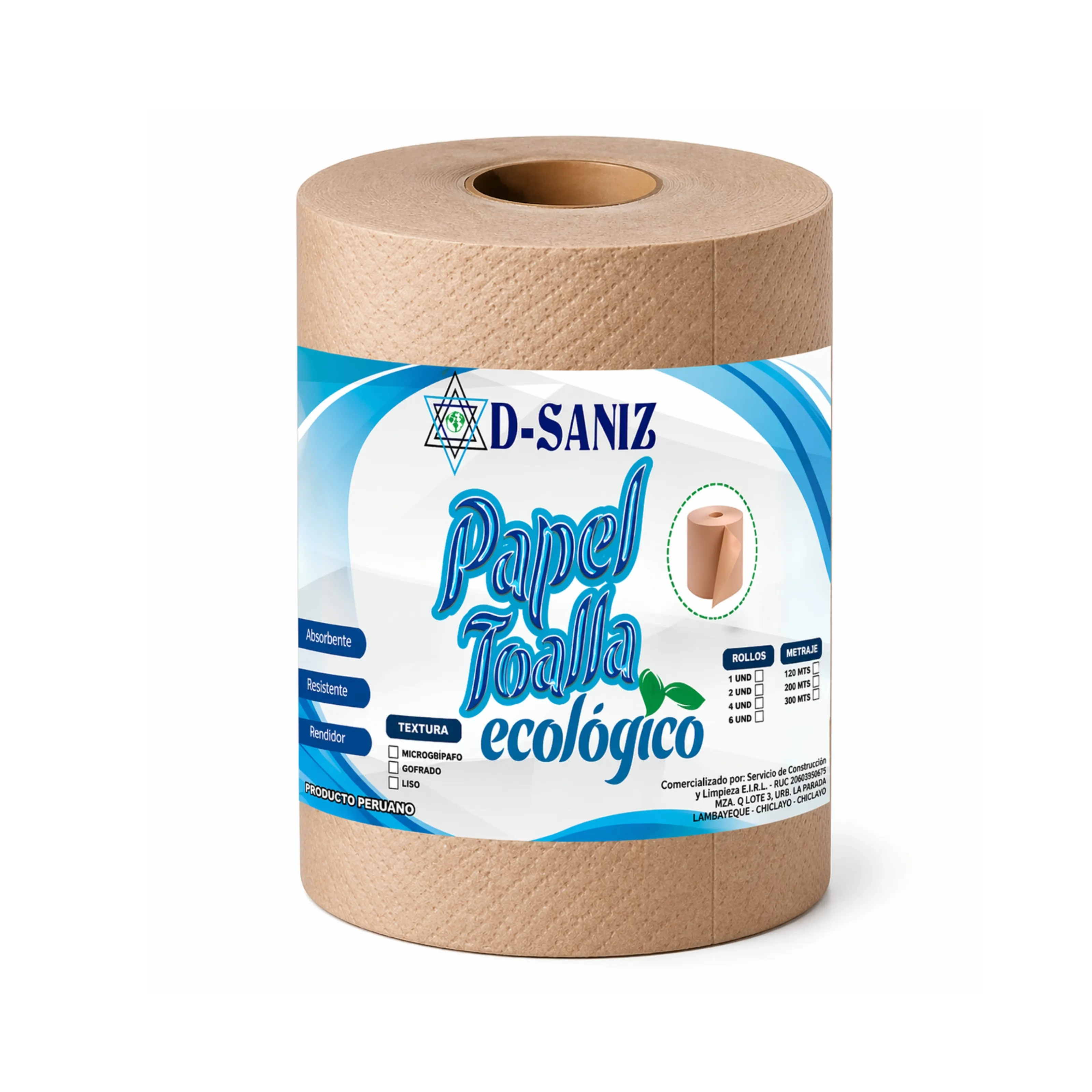PAPEL TOALLA NATURAL UNA HOJA GOFRADO 200 M